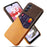 Card Holder Phone Case for Samsung Galaxy M34 5G / F34 5G Protective Cover Cloth Texture PU+PC Phone Shell - Orange - 1
