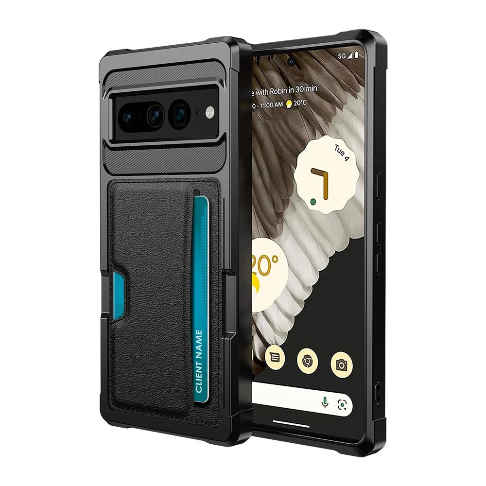 Back Case for Google Pixel 8 Pro , ZM02 PU Leather+TPU Card Holder Four Corners Anti-drop Phone Shell - 1