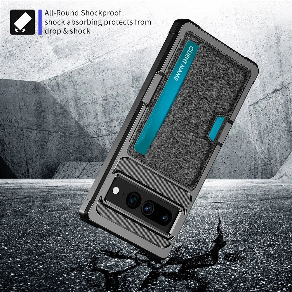 Back Case for Google Pixel 8 Pro , ZM02 PU Leather+TPU Card Holder Four Corners Anti-drop Phone Shell - 4