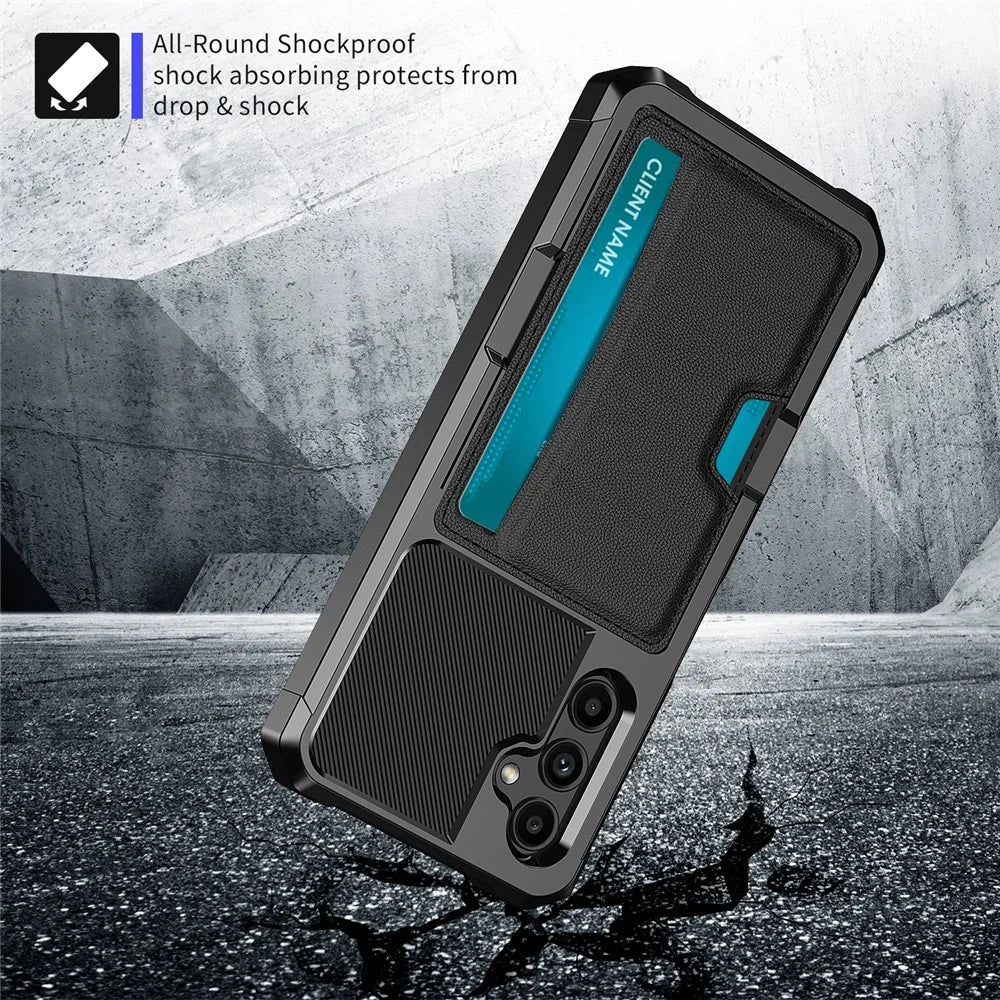 Back Case for Samsung Galaxy A24 4G (162.1 x 77.6 x 8.3mm) ZM02 PU Leather+TPU Card Holder Four Corners Shockproof Phone Shell - 3