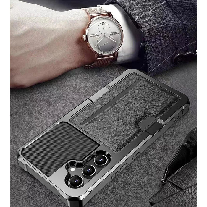 Back Case for Samsung Galaxy S23 FE , ZM02 Four Corners Anti-drop PU Leather Coated TPU Card Holder Phone Shell - 7