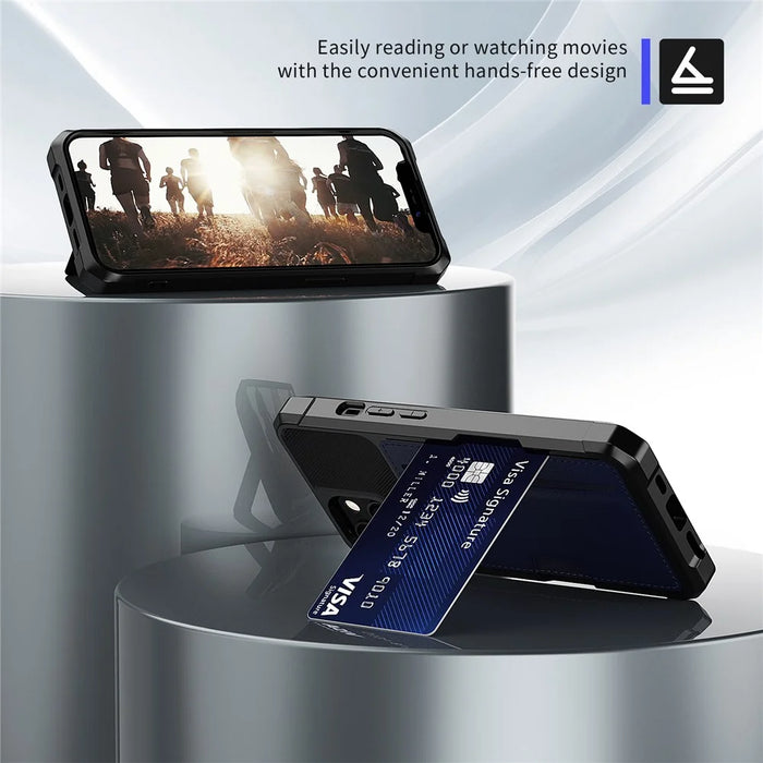 Phone Shell for iPhone 15 , ZM02 Four Corners Anti-drop PU Leather Coated TPU Card Holder Back Case - 4