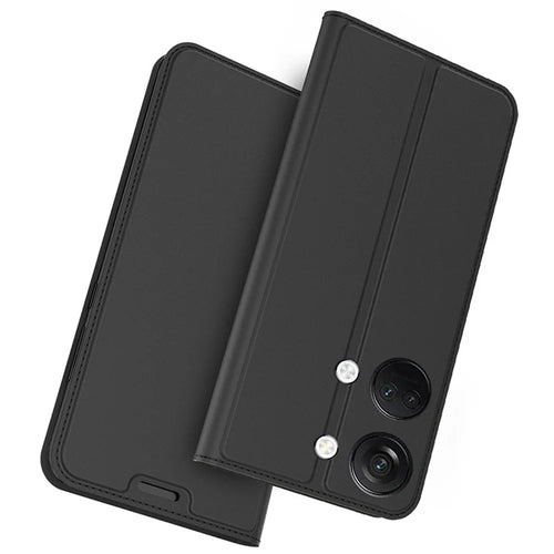 Stand Phone Cover for OnePlus Nord 3 5G / Ace 2V , TPU+PU Leather Card Holder Phone Case - Black - 1