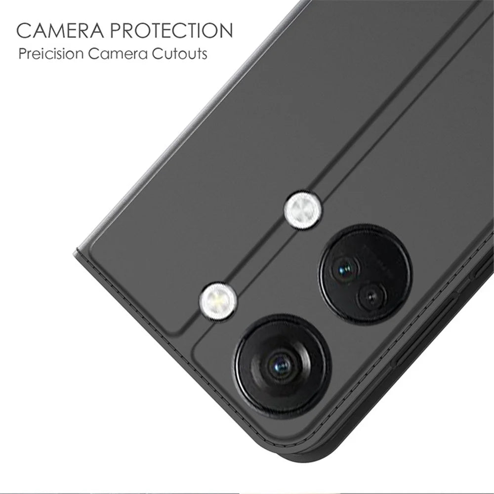Stand Phone Cover for OnePlus Nord 3 5G / Ace 2V , TPU+PU Leather Card Holder Phone Case - Black - 5