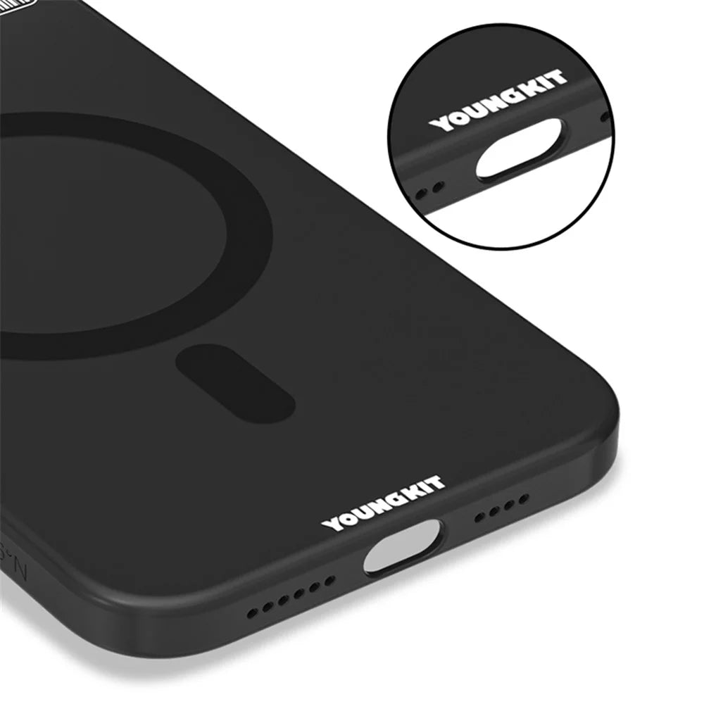 YOUNGKIT PC + TPU Phone Case for iPhone 15 Pro Kickstand Matte Anti-fingerprint Cover Compatible with MagSafe - Grey - 7