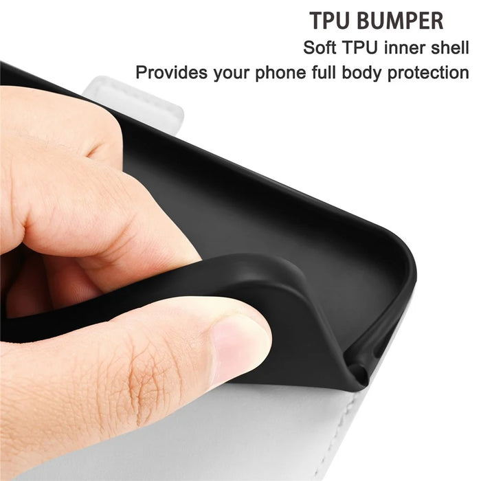 Phone Case for iPhone 15 Plus , Stand Wallet Litchi Texture Candy Color PU Leather Flip Cover - Orange - 5