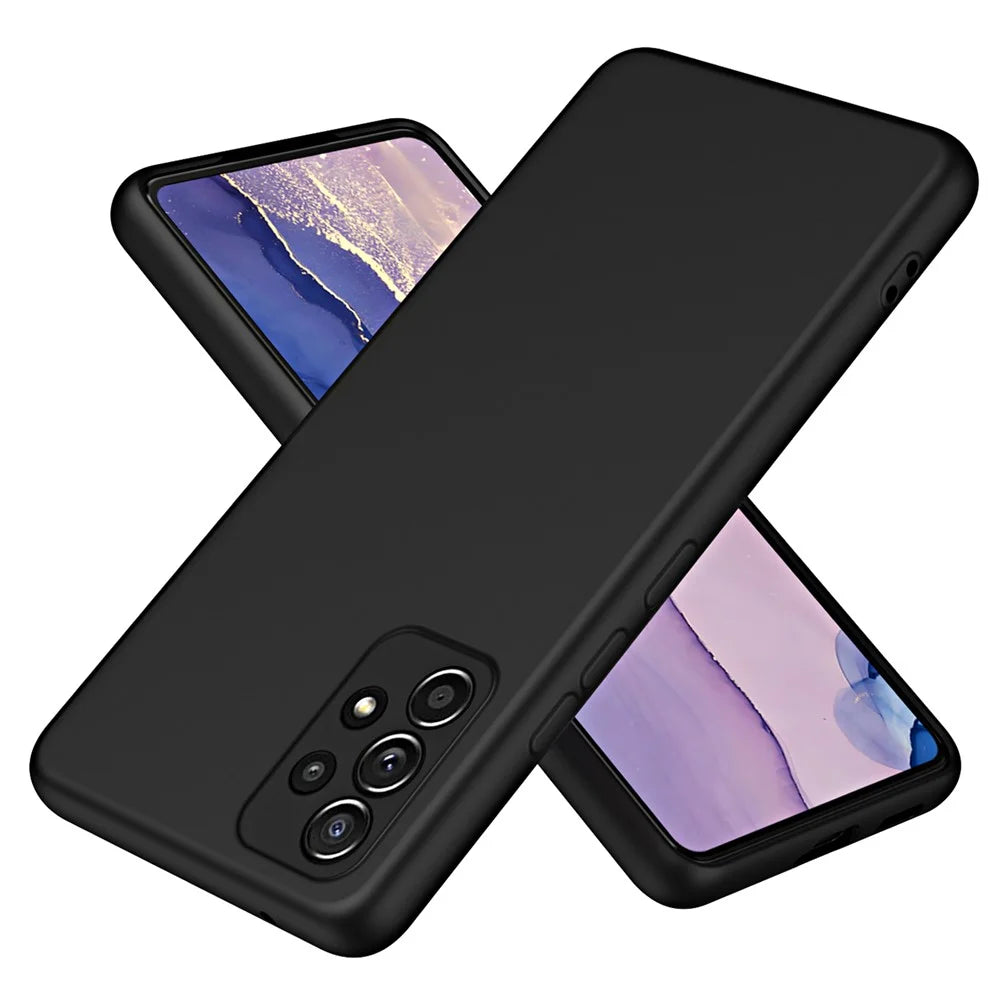 Rubberized 2.2mm TPU Phone Case for Samsung Galaxy A52 4G / 5G / A52s 5G , Fiber Lining Shock-Absorbing Cover - Black - 1