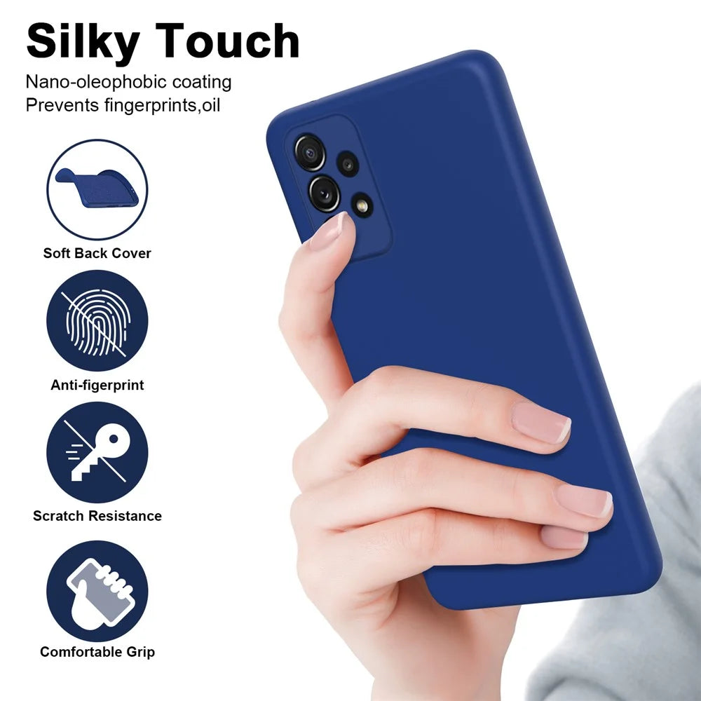 Rubberized 2.2mm TPU Phone Case for Samsung Galaxy A52 4G / 5G / A52s 5G , Fiber Lining Shock-Absorbing Cover - Black - 4