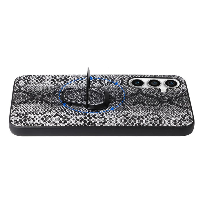 For Samsung Galaxy S23 FE PU Leather+TPU+PC Phone Cover Kickstand Cell Phone Back Case - Snake Texture - 4