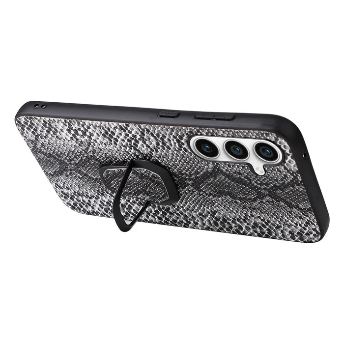 For Samsung Galaxy S23 FE PU Leather+TPU+PC Phone Cover Kickstand Cell Phone Back Case - Snake Texture - 5