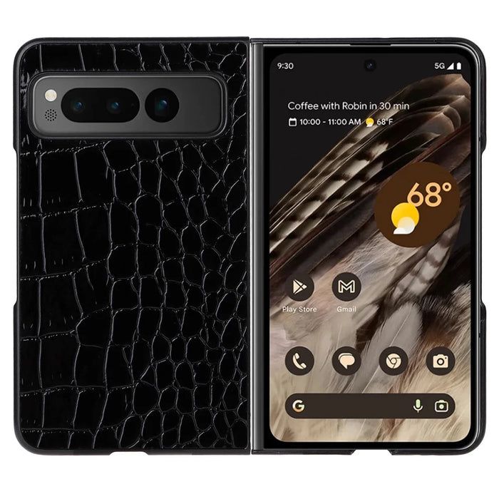 Shockproof PU + PC+TPU Phone Case for Google Pixel Fold Anti-scratch Phone Shell Cover - Crocodile Texture - 1