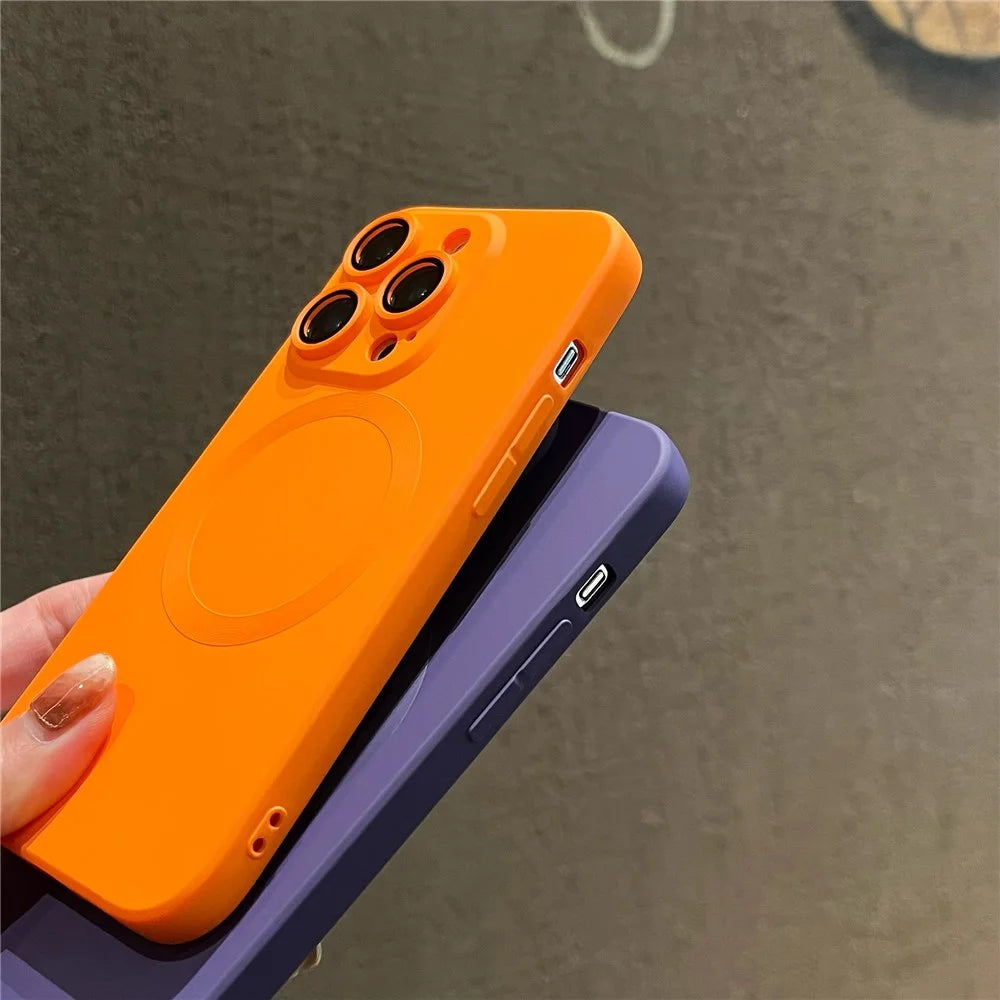 For iPhone 13 Pro Max Liquid Silicone Phone Case with Camera Lens Protector Magnetic Cover Compatible with MagSafe - Dark Purple - 6