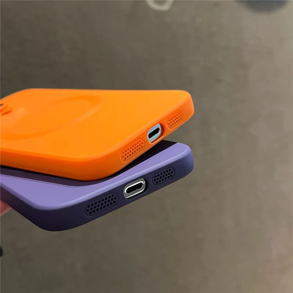 For iPhone 13 Pro Max Liquid Silicone Phone Case with Camera Lens Protector Magnetic Cover Compatible with MagSafe - Dark Purple - 7