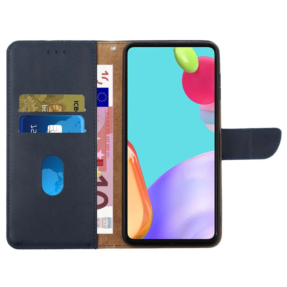 HT02 For Sony Xperia 5 V Genuine Cow Leather Phone Cover Foldable Stand Wallet Phone Case - Blue - 2