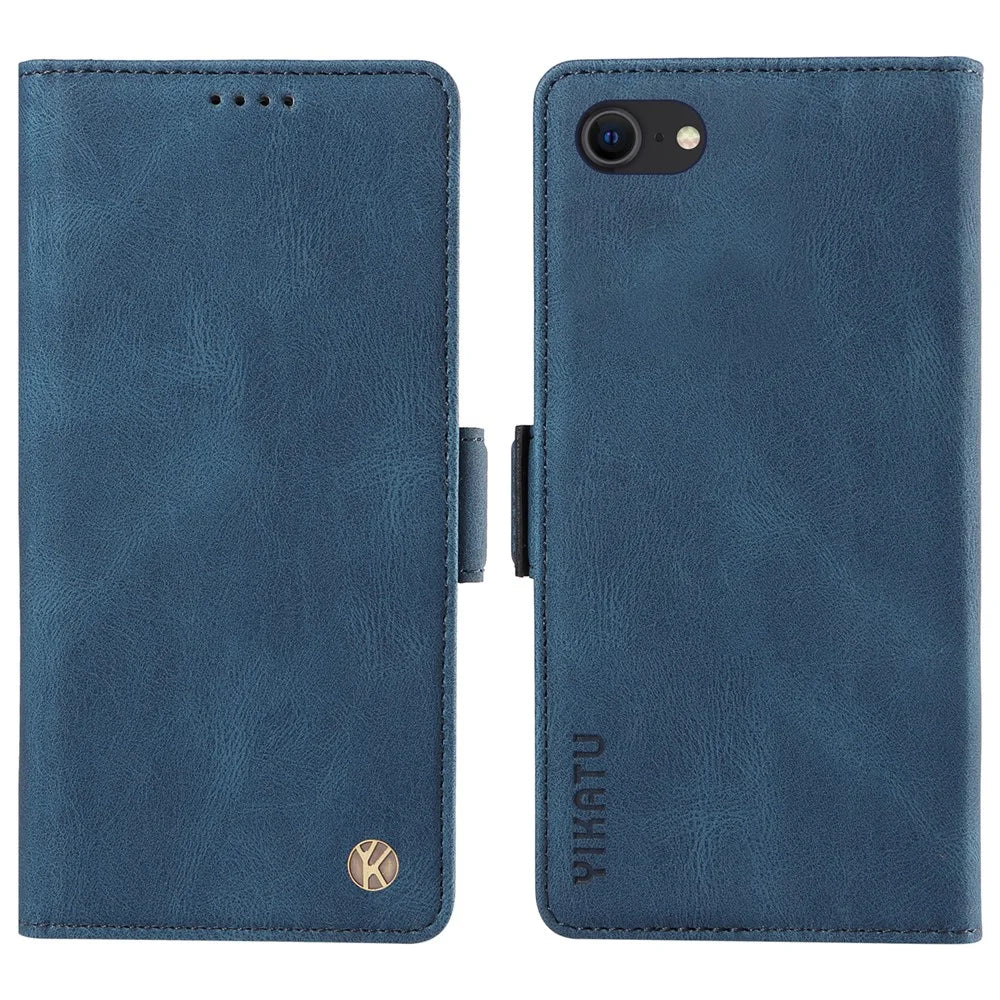 YIKATU YK-005 Wallet Case for iPhone 6 / 6s / 7 / 8 / SE (2020) / SE (2022), PU Leather Skin-touch Stand Protective Phone Cover - Blue - 1