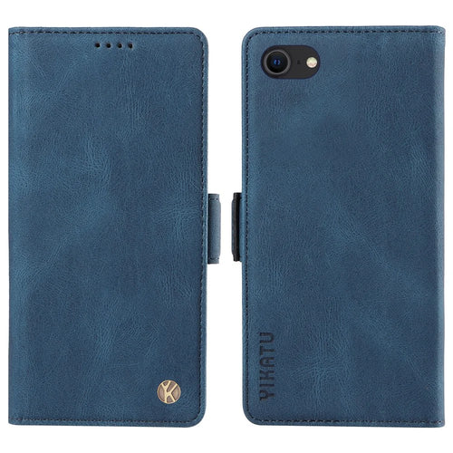 YIKATU YK-005 Wallet Case for iPhone 6 / 6s / 7 / 8 / SE (2020) / SE (2022), PU Leather Skin-touch Stand Protective Phone Cover - Blue - 1