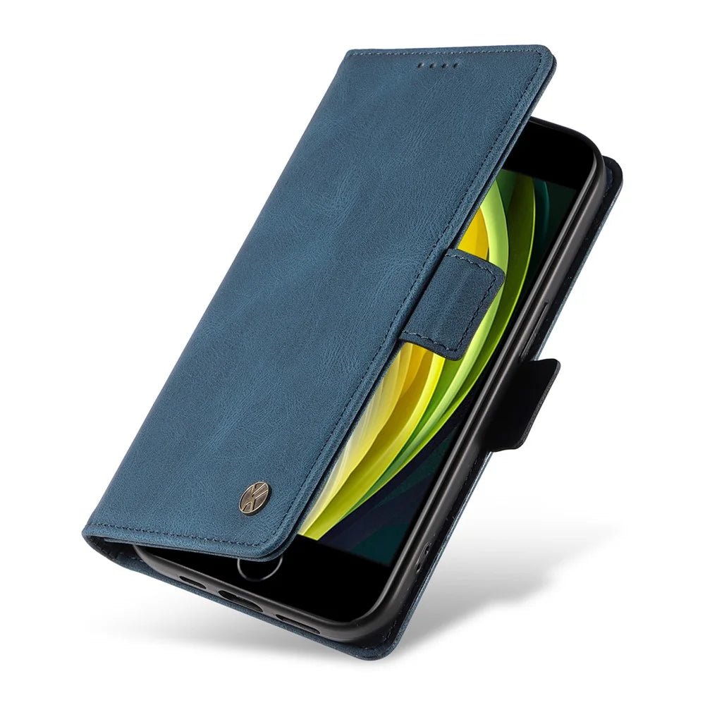 YIKATU YK-005 Wallet Case for iPhone 6 / 6s / 7 / 8 / SE (2020) / SE (2022), PU Leather Skin-touch Stand Protective Phone Cover - Blue - 5