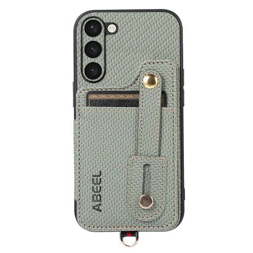 ABEEL Style 01 RFID Blocking Card Slot Phone Cover for Samsung Galaxy S23+ Horizontal Kickstand Carbon Fiber Texture PU+TPU Case - Green - 1