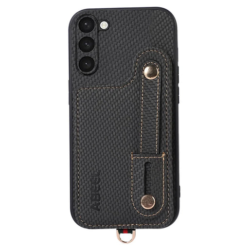 ABEEL Style 03 For Samsung Galaxy S23 Carbon Fiber Texture PU+TPU Phone Cover RFID Blocking Card Slot Kickstand Case - Black - 1