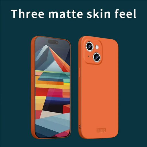 MOFI JK Qin Series Skin-Touch Phone Case for iPhone 15 Plus Shockproof Matte Acrylic+TPU Cover - Orange - 2