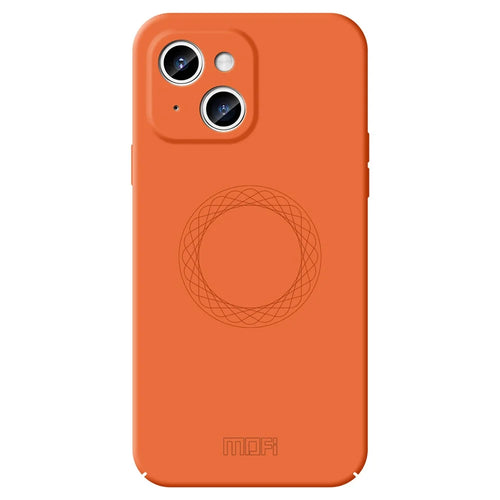 MOFI JK Qin Series Ring Pattern Printing Acrylic+TPU Case for iPhone 15 Plus Skin-Touch Matte Phone Cover - Orange - 1