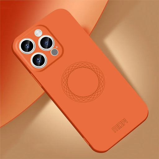 MOFI JK Qin Series Ring Pattern Printing Acrylic+TPU Case for iPhone 15 Pro Skin-Touch Matte Protective Phone Cover - Orange - 2