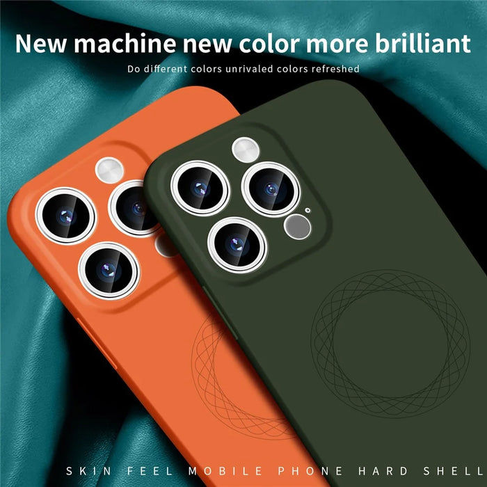 MOFI JK Qin Series Ring Pattern Printing Acrylic+TPU Case for iPhone 15 Pro Skin-Touch Matte Protective Phone Cover - Orange - 7