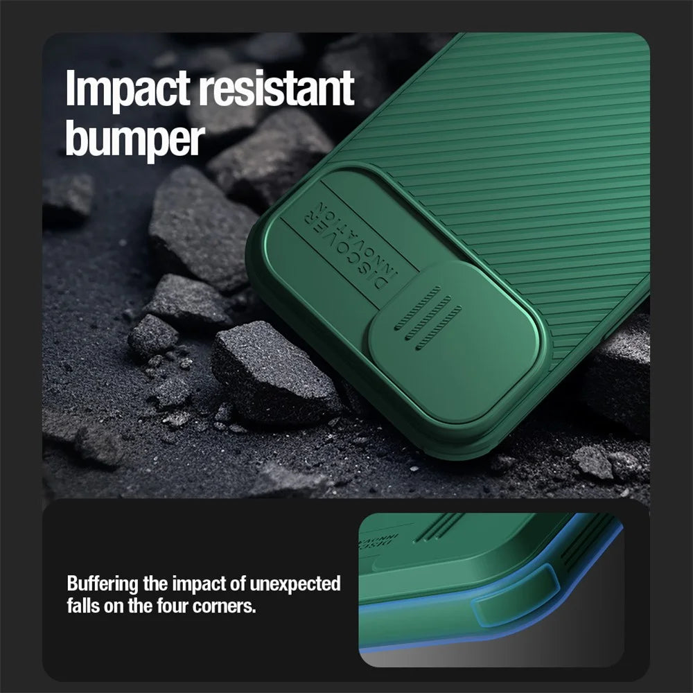 NILLKIN CamShield Pro Case for iPhone 15 Plus Magnetic Phone Cover Camera Lens Protection PC+TPU Case - Green - 3