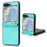For Samsung Galaxy Z Flip5 5G One-Piece PU + PC Phone Case Cell Phone Protective Cover with Long Strap - Cyan - 1
