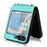 For Samsung Galaxy Z Flip5 5G One-Piece PU + PC Phone Case Cell Phone Protective Cover with Long Strap - Cyan - 5