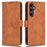For Samsung Galaxy S23 FE PU Leather Shock-absorbing Wallet Stand Case Skin-touch Phone Cover - Brown - 1