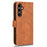 For Samsung Galaxy S23 FE PU Leather Shock-absorbing Wallet Stand Case Skin-touch Phone Cover - Brown - 5