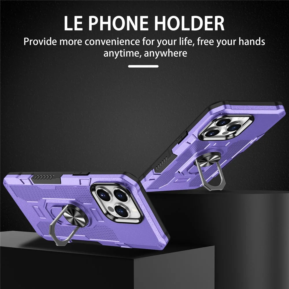 For iPhone 15 Pro Max Anti-scratch PC+TPU Phone Case Protective Cover with Ring Kickstand - Purple - 2