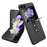 For Samsung Galaxy Z Flip5 5G Hard PC Phone Case Kickstand Shockproof Cover with Tempered Glass Back Film - Black - 1