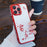 KADEM For iPhone 15 Pro Rhinestone Decor Electroplating Case Flower Pattern Drop Proof TPU Phone Cover - Red - 1