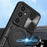 For Samsung Galaxy S23 FE Slide Lens Guard Kickstand Cover PC+TPU Drop-proof Phone Case - Black - 3