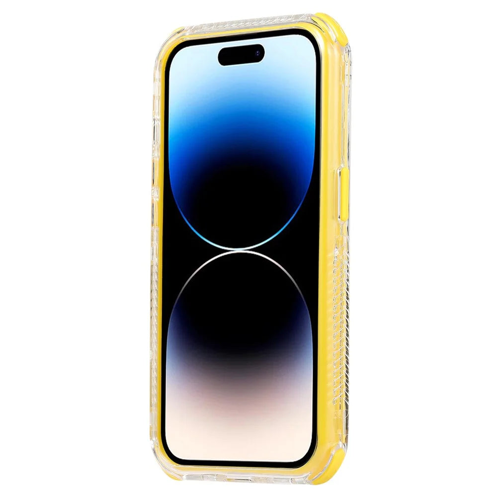For iPhone 15 Pro Detachable 3-in-1 PC+TPU Cover Shockproof Cell Phone Case - Yellow - 4