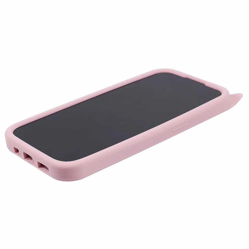 Silicone Phone Case for iPhone 14 Pro , Shockproof 3D Moustache Cat Phone Cover - Pink - 5