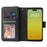 For iPhone 15 Plus 9 Card Slots PU Leather Phone Case Zipper Pocket Stand Phone Cover - Black - 2