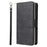 For iPhone 15 Pro Max 9 Card Slots Zipper Pocket Phone Case PU Leather Stand Phone Cover - Black - 6