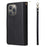 For iPhone 15 Pro PU Leather Phone Stand Case 9 Card Slots Zipper Pocket Phone Cover - Black - 7