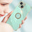 XINLI For iPhone 15 Electroplated Anti-drop Phone Case TPU Back Cover with Ring Kickstand - Cyan - 4