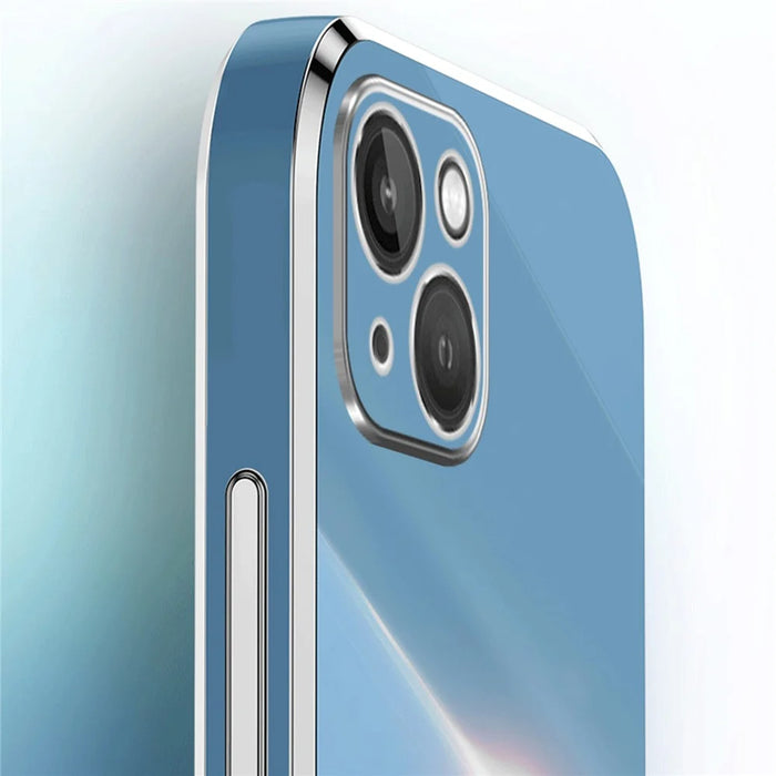 XINLI For iPhone 15 Electroplated Anti-drop Phone Case TPU Back Cover with Ring Kickstand - Cyan - 6