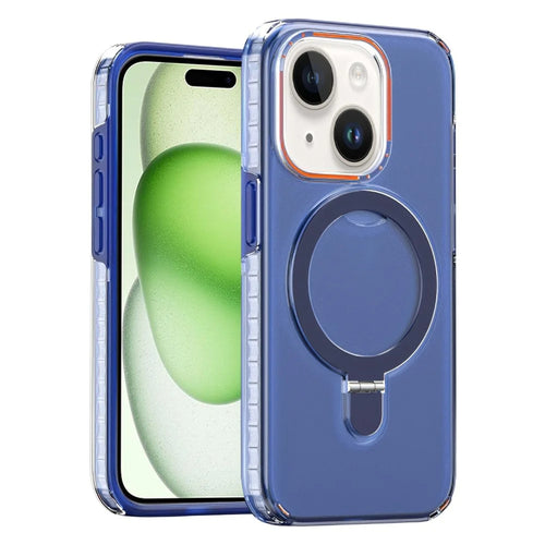 Detachable PC+TPU Kickstand Case for iPhone 15 Anti-Drop Slim Phone Shell Compatible with MagSafe - Blue - 1
