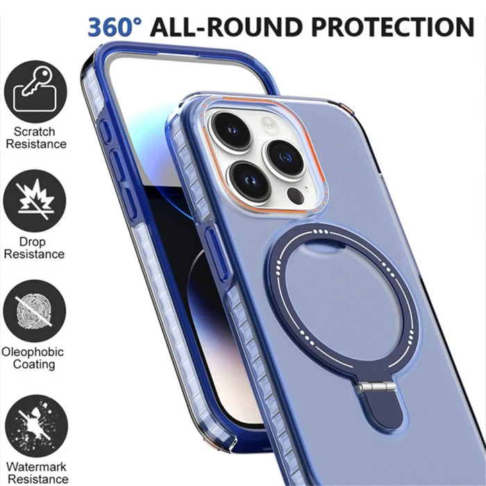 Kickstand Slim Case for iPhone 15 Pro Detachable PC+TPU Anti-Drop Phone Shell Compatible with MagSafe - Blue - 2
