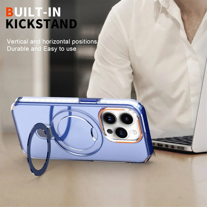Compatible with MagSafe Kickstand Case for iPhone 15 Pro Max Detachable PC+TPU Slim Phone Cover - Blue - 4