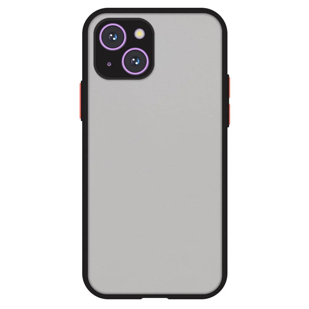 For iPhone 15 Skin-Touch Anti-Drop Case TPU+PC Hybrid Phone Protective Back Cover - Black - 1