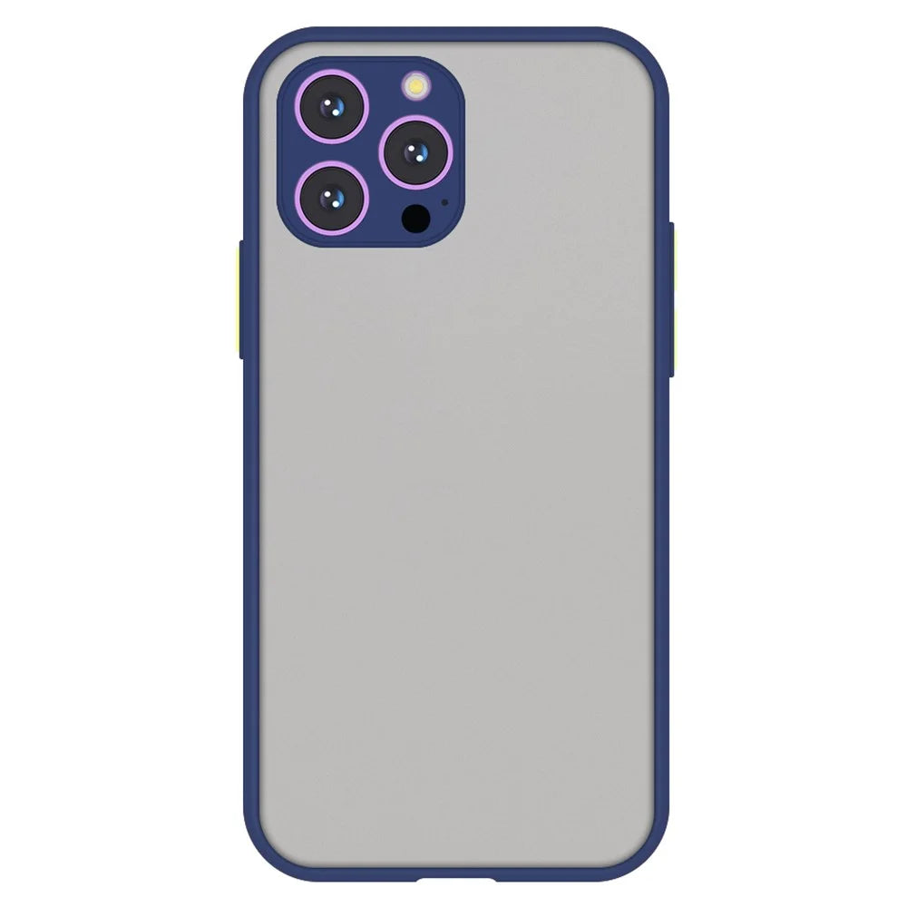For iPhone 15 Pro Max Phone Case TPU+PC Phone Protective Back Cover Skin-Touch Anti-Drop Shell - Dark Blue - 1