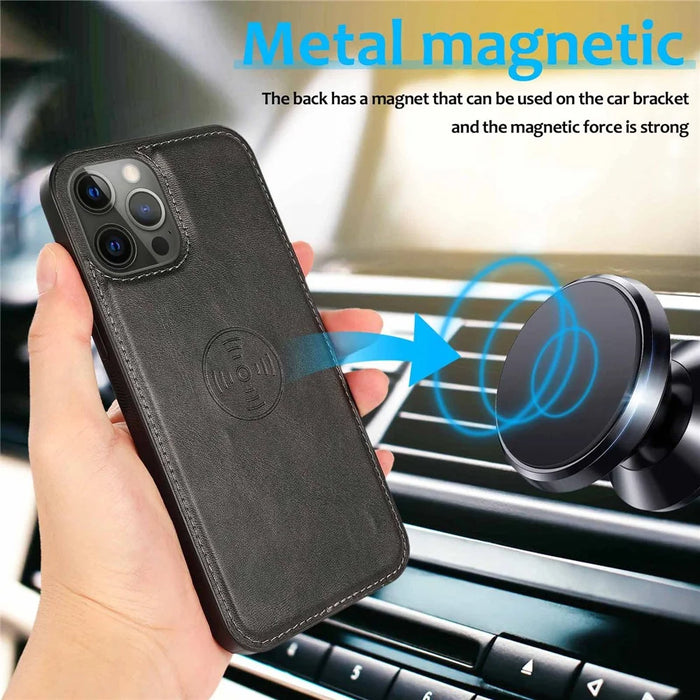 For iPhone 15 Pro Max Magnetic Absorption Detachable Phone Case PU Leather Stand Wallet Cover - Black - 5