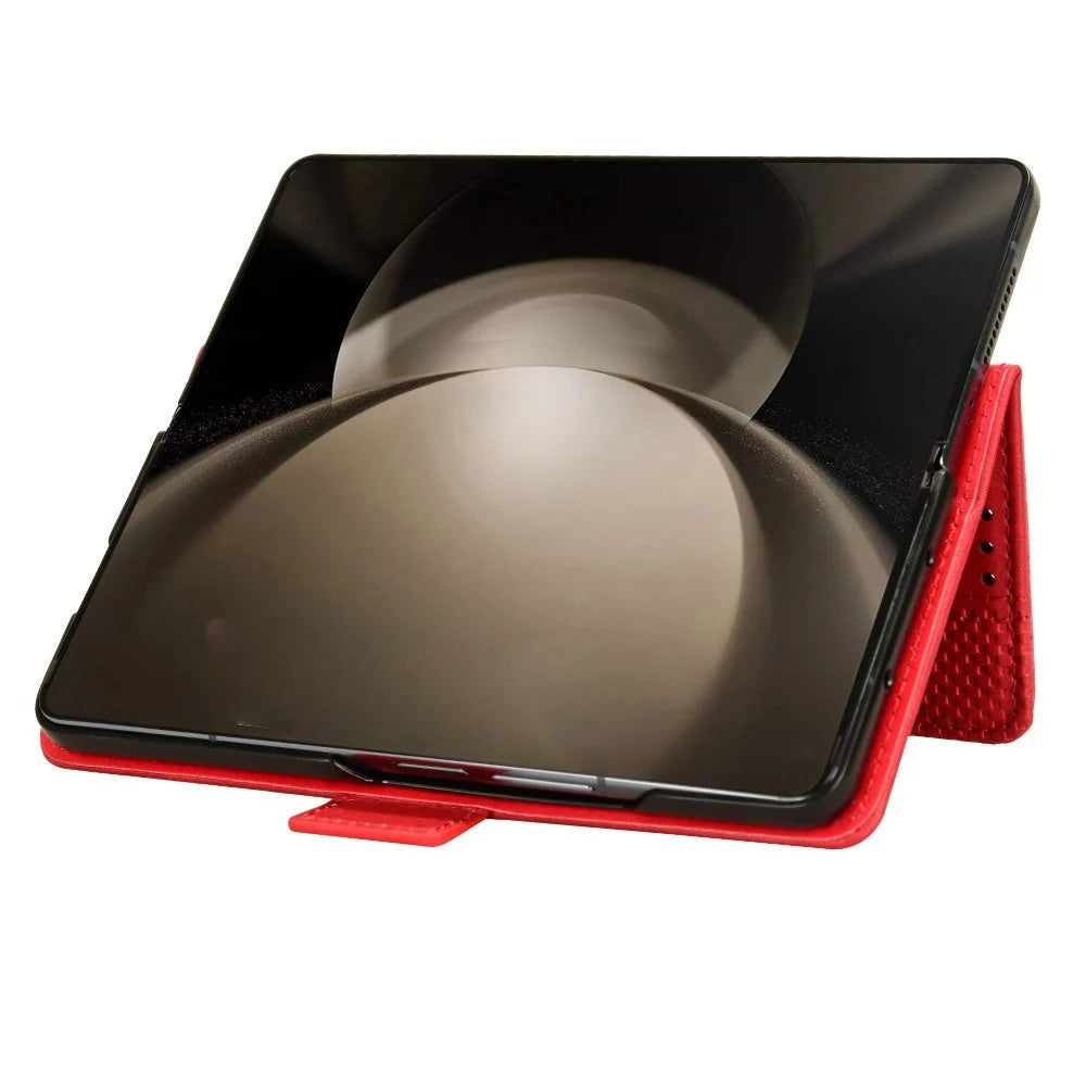For Samsung Galaxy Z Fold5 5G PU Leather Vintage Phone Case Wallet Stand Shockproof Cover - Red - 3